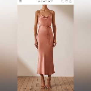 Shona Joy La Lune Bias Cowl Midi dress (Rosè color)